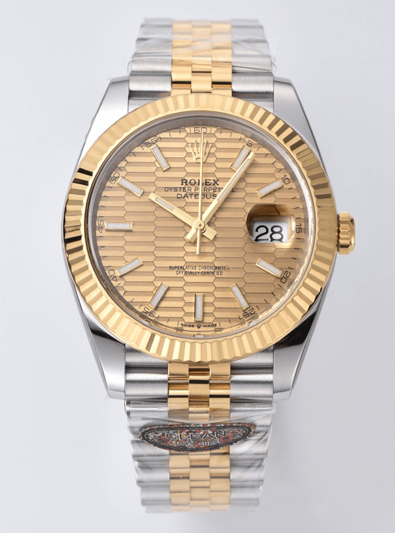 Clean Factory Datejust 126333 41mm Yellow Gold Fluted Textured Dial with Stick Markers Yellow Gold Bezel 3235 Movement Two Tone Jubilee Bracelet 00 Clean Factory Datejust 126333 41mm Yellow Gold Fluted Textured Dial with Stick Markers Yellow Gold Bezel 3235 Movement Two Tone Jubilee Bracelet 00