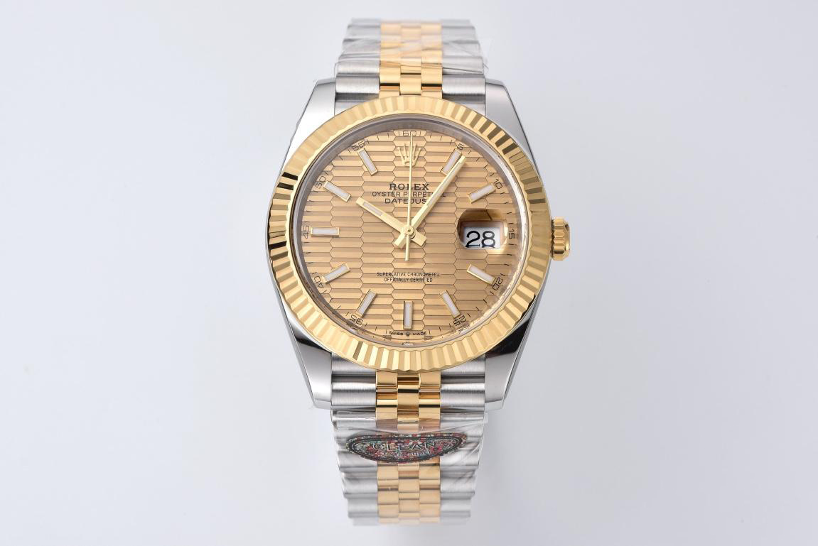 Clean Factory Datejust 126333 41mm Yellow Gold Fluted Textured Dial with Stick Markers Yellow Gold Bezel 3235 Movement Two Tone Jubilee Bracelet 01 Clean Factory Datejust 126333 41mm Yellow Gold Fluted Textured Dial with Stick Markers Yellow Gold Bezel 3235 Movement Two Tone Jubilee Bracelet 01