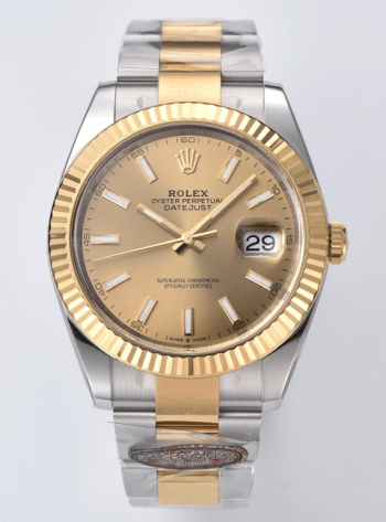 Clean Factory Datejust 41mm 126333 904L Steel Case Yellow Gold Dial with Stick Markers Yellow Gold Bezel 3235 Movement Two Tone Oyster Bracelet 00