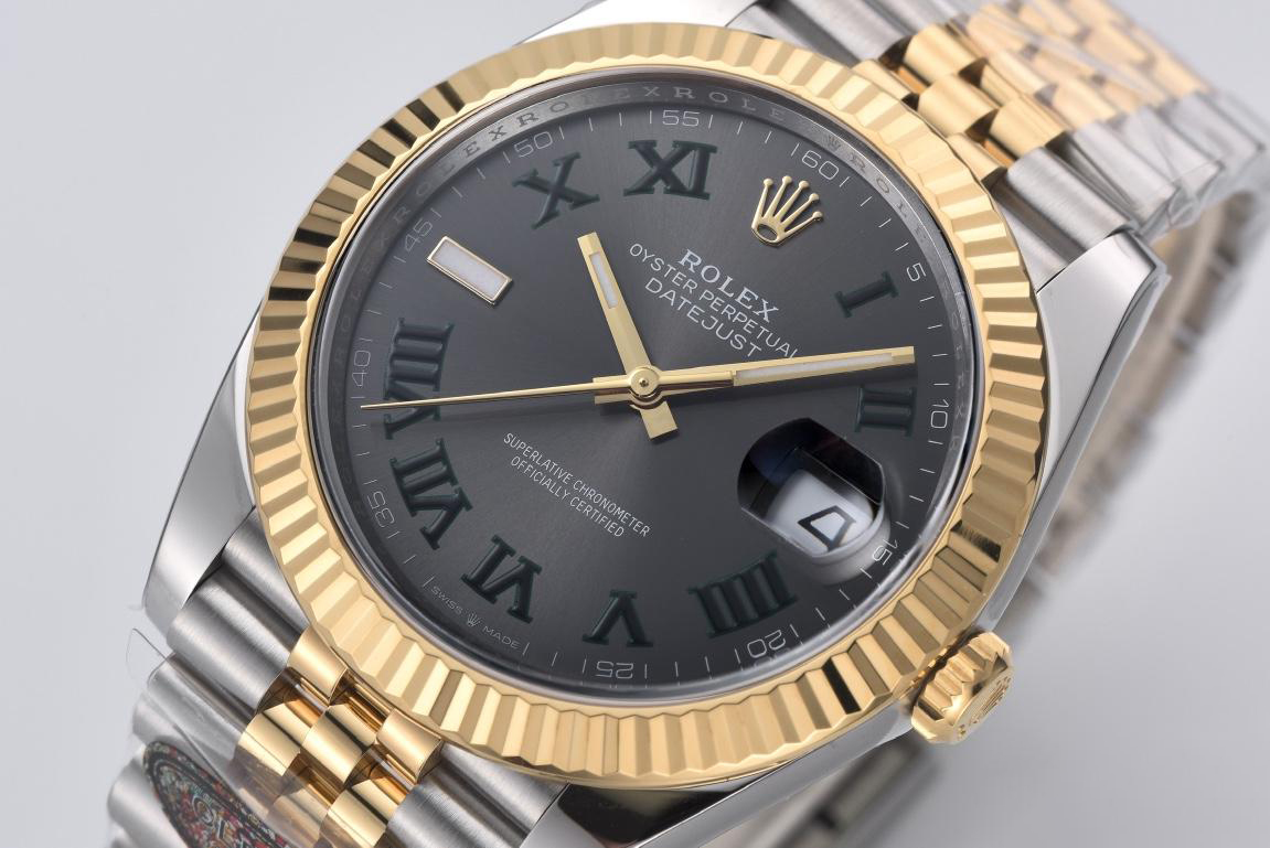 Clean Factory Datejust Wimbledon 126333 41mm Gray Dial with Green Roma Markers Yellow Gold Bezel 3235 Movement Two Tone Jubilee Bracelet 02 Clean Factory Datejust Wimbledon 126333 41mm Gray Dial with Green Roma Markers Yellow Gold Bezel 3235 Movement Two Tone Jubilee Bracelet 02