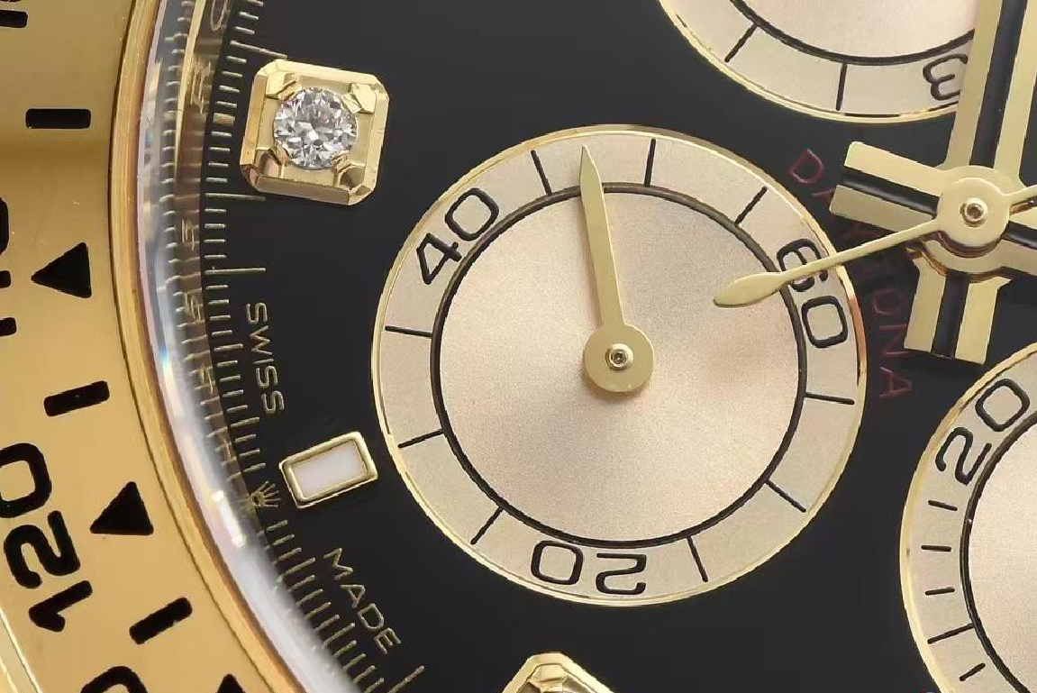 Clean Factory Daytona 126518 Black Dial with Diamonds Markers Yellow Gold Case Black Ceramic Bezel SH4131 Movement Oysterflex Strap 04 Clean Factory Daytona 126518 Black Dial with Diamonds Markers Yellow Gold Case Black Ceramic Bezel SH4131 Movement Oysterflex Strap 04