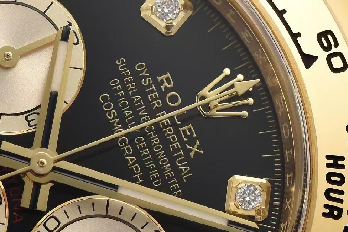 Clean Factory Daytona 126518 Black Dial with Diamonds Markers Yellow Gold Case Black Ceramic Bezel SH4131 Movement Oysterflex Strap 05 Clean Factory Daytona 126518 Black Dial with Diamonds Markers Yellow Gold Case Black Ceramic Bezel SH4131 Movement Oysterflex Strap 05