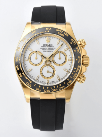 Clean Factory Daytona 126518 White Dial Yellow Gold Case Black Ceramic Bezel SH4131 Movement Oysterflex Strap 000