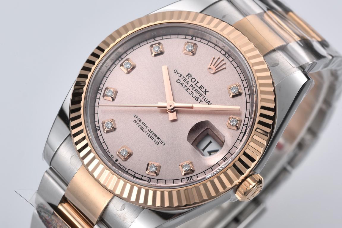 Clean Datejust 126331 41mm Rose Gold Sundust Dial with Diamond Markers Rose Gold Bezel 3235 Movement Two Tone Oyster Bracelet 02 Clean Datejust 126331 41mm Rose Gold Sundust Dial with Diamond Markers Rose Gold Bezel 3235 Movement Two Tone Oyster Bracelet 02