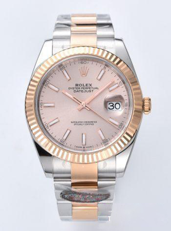 Clean Datejust 126331 41mm Rose Gold Sundust Dial with Stick Markers Rose Gold Bezel 904L Steel Case 3235 Movement Two Tone Oyster Bracelet 00