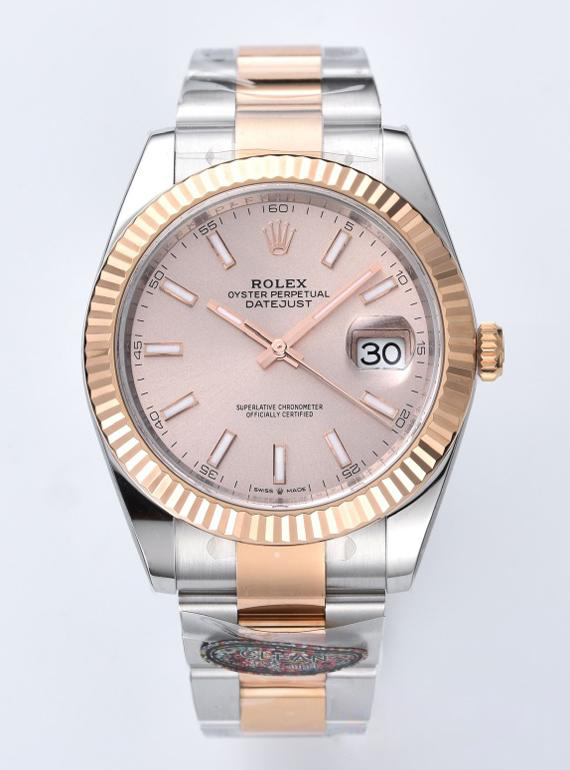 Clean Datejust 126331 41mm Rose Gold Sundust Dial with Stick Markers Rose Gold Bezel 904L Steel Case 3235 Movement Two Tone Oyster Bracelet 00 Clean Datejust 126331 41mm Rose Gold Sundust Dial with Stick Markers Rose Gold Bezel 904L Steel Case 3235 Movement Two Tone Oyster Bracelet 00