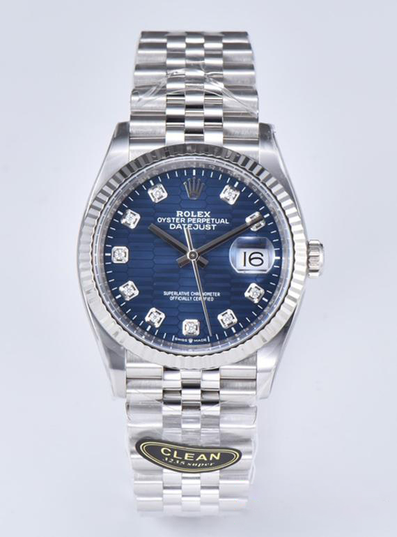Clean Factory Datejust 126234 36mm Blue Motif Dial with Diamonds Markers 3235 Movement Jubilee Bracelet 00 Clean Factory Datejust 126234 36mm Blue Motif Dial with Diamonds Markers 3235 Movement Jubilee Bracelet 00