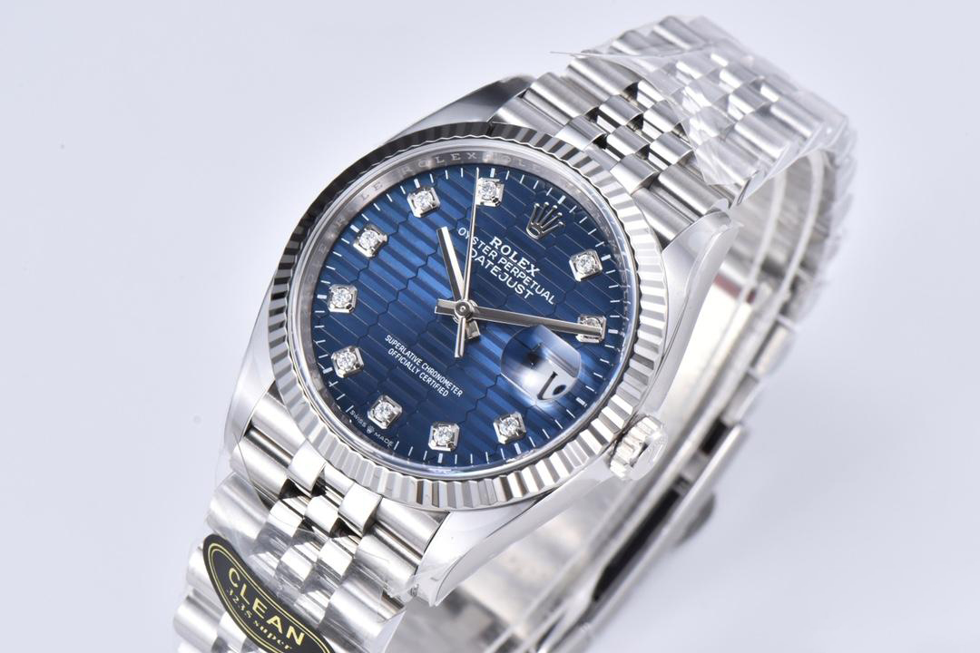 Clean Factory Datejust 126234 36mm Blue Motif Dial with Diamonds Markers 3235 Movement Jubilee Bracelet 02 Clean Factory Datejust 126234 36mm Blue Motif Dial with Diamonds Markers 3235 Movement Jubilee Bracelet 02