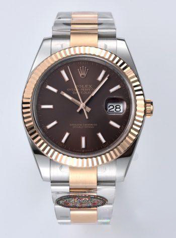 Clean Factory Datejust 126331 41mm 904L Steel Case Chocolate Dial with Stick Markers Rose Gold Bezel 3235 Movement Two Tone Oyster Bracelet 00
