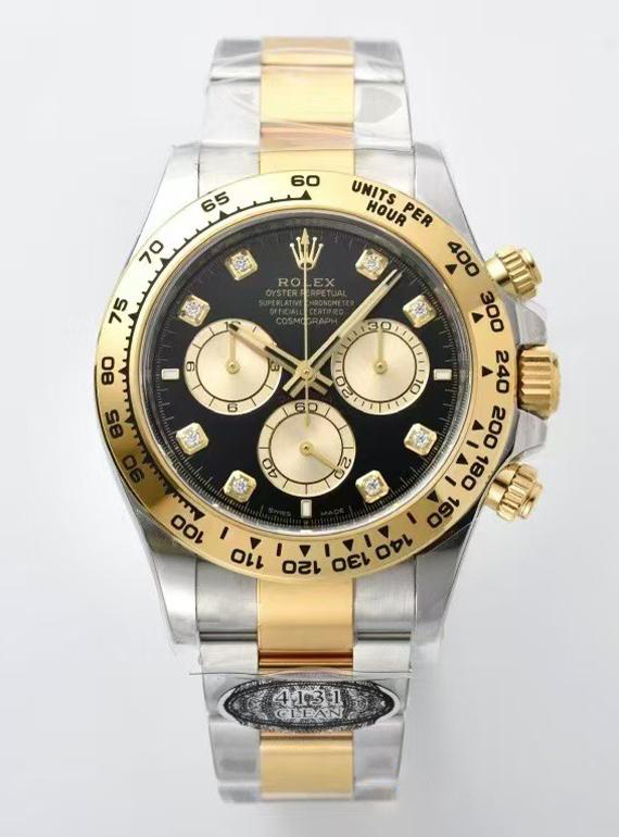 Clean Factory Daytona 126503 Black Dial with Diamonds Markers Gold Bezel Two Tone Oyster and Gold Bracelet SH4131 Movement 00 Clean Factory Daytona 126503 Black Dial with Diamonds Markers Gold Bezel Two Tone Oyster and Gold Bracelet SH4131 Movement 00