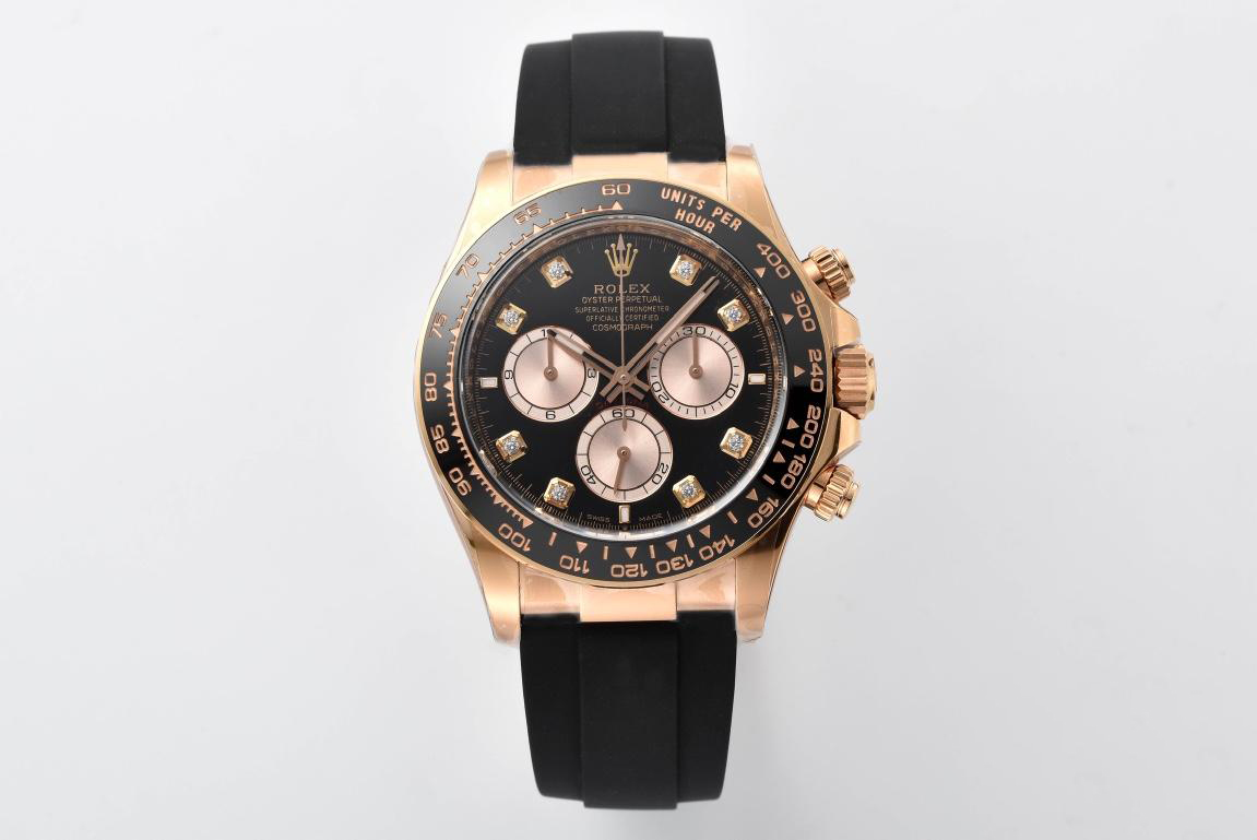 Clean Factory Daytona 126515LN Black and Sundust Diamonds Set Dial 18K Rose Gold Case Oysterflex Strap SH4131 Movement 01 Clean Factory Daytona 126515LN Black and Sundust Diamonds Set Dial 18K Rose Gold Case Oysterflex Strap SH4131 Movement 01