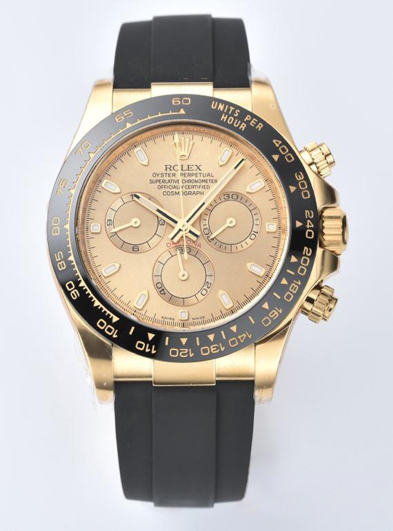 Clean Factory Rolex Daytona 116518LN 0042 Yellow Gold Dial and Case Black Ceramic Bezel Cal4130 Black Oyster Rubber Oysterflex Strap 00 Clean Factory Rolex Daytona 116518LN 0042 Yellow Gold Dial and Case Black Ceramic Bezel Cal4130 Black Oyster Rubber Oysterflex Strap 00