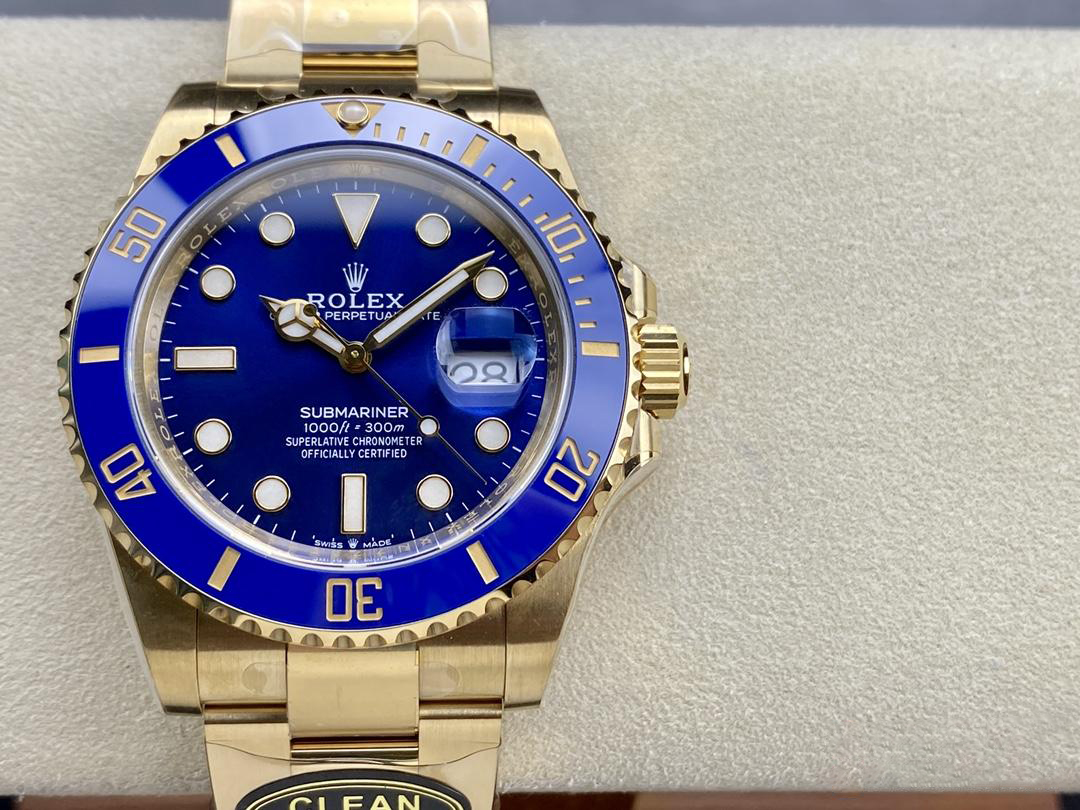 Clean Factory Rolex Submariner 126618LB 41mm Blue Dial Ceramic Bezel Full Yellow Gold Plated Case Oyster Bracelet SH3235 Movement 01