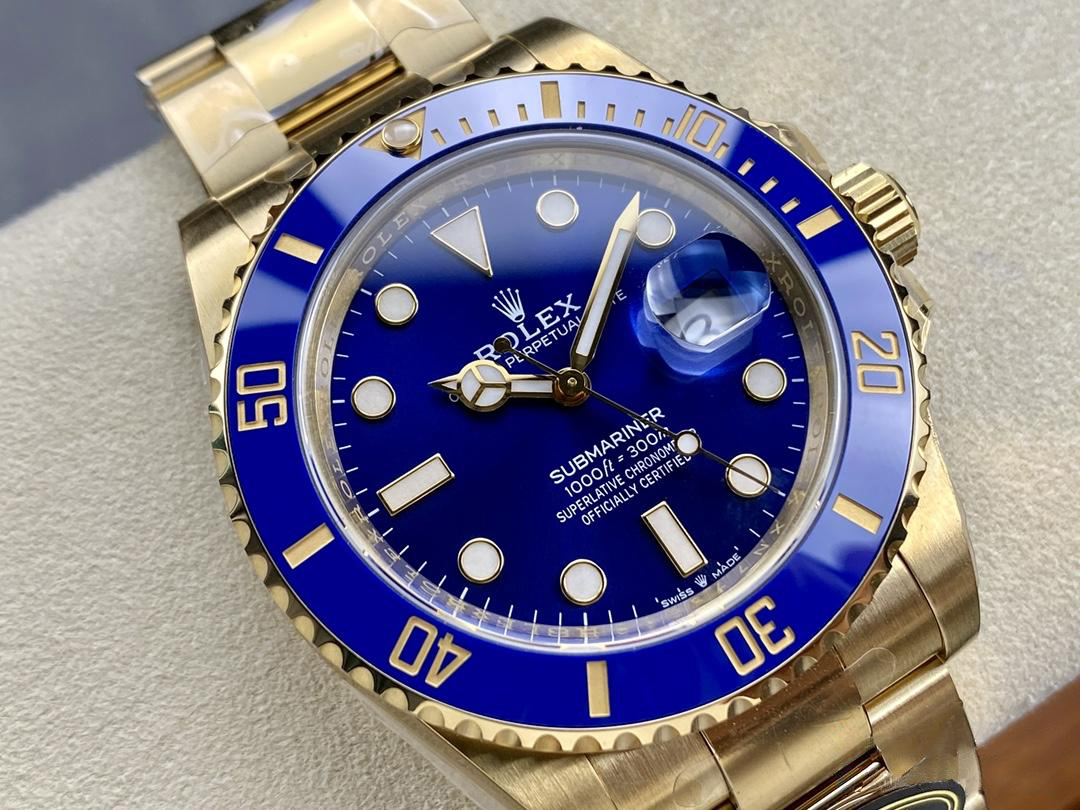 Clean Factory Rolex Submariner 126618LB 41mm Blue Dial Ceramic Bezel Full Yellow Gold Plated Case Oyster Bracelet SH3235 Movement 02