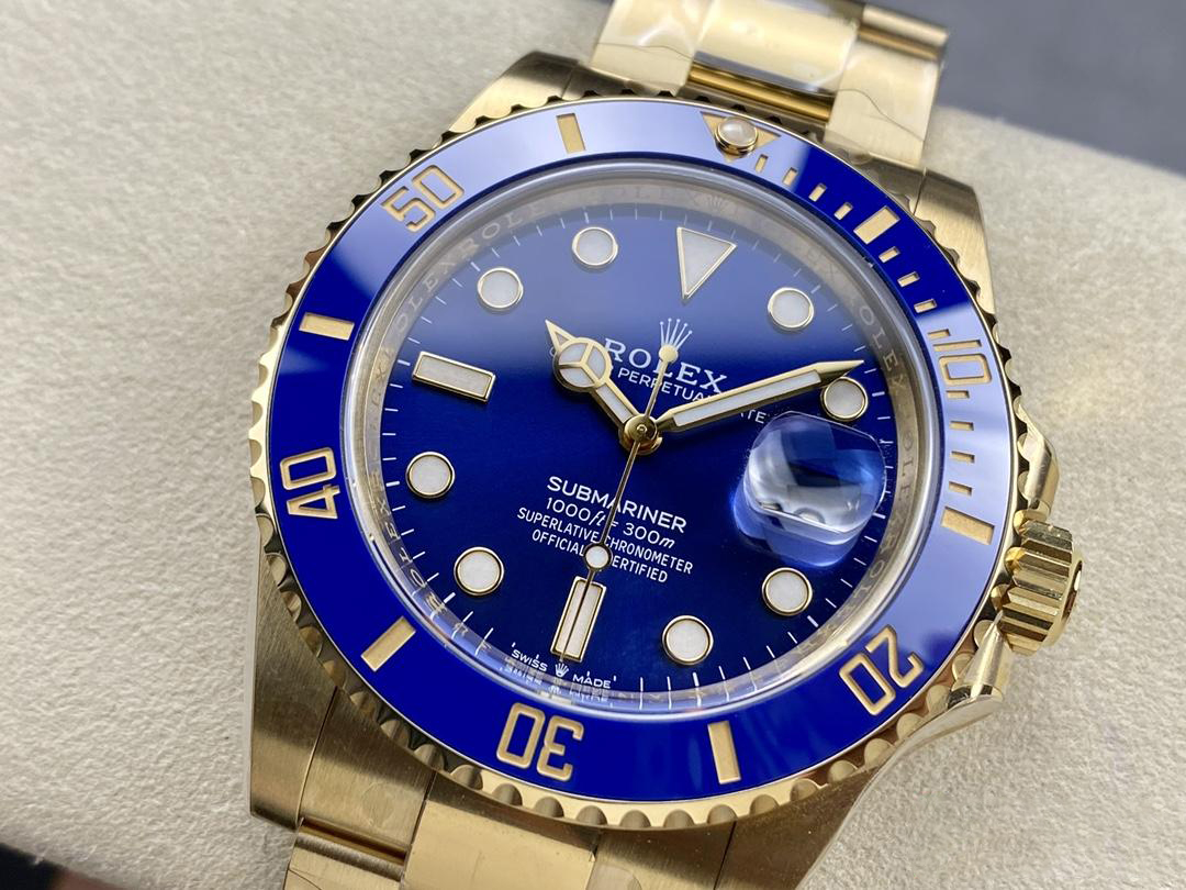 Clean Factory Rolex Submariner 126618LB 41mm Blue Dial Ceramic Bezel Full Yellow Gold Plated Case Oyster Bracelet SH3235 Movement 03