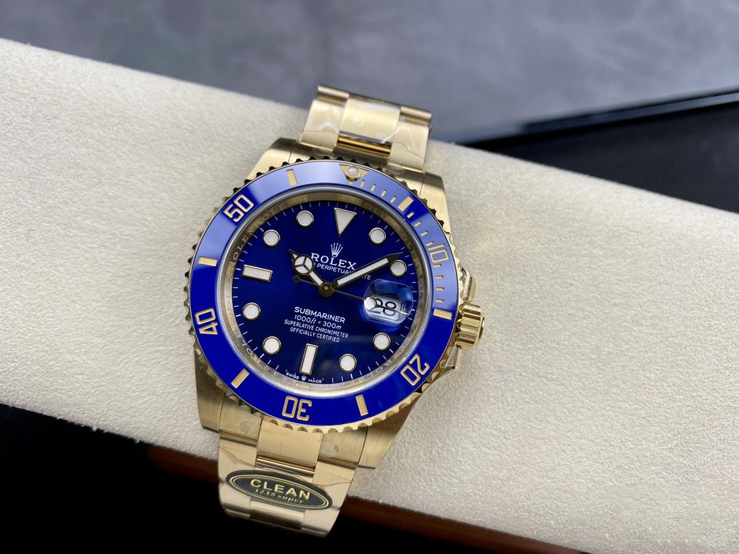 Clean Factory Rolex Submariner 126618LB 41mm Blue Dial Ceramic Bezel Full Yellow Gold Plated Case Oyster Bracelet SH3235 Movement 04