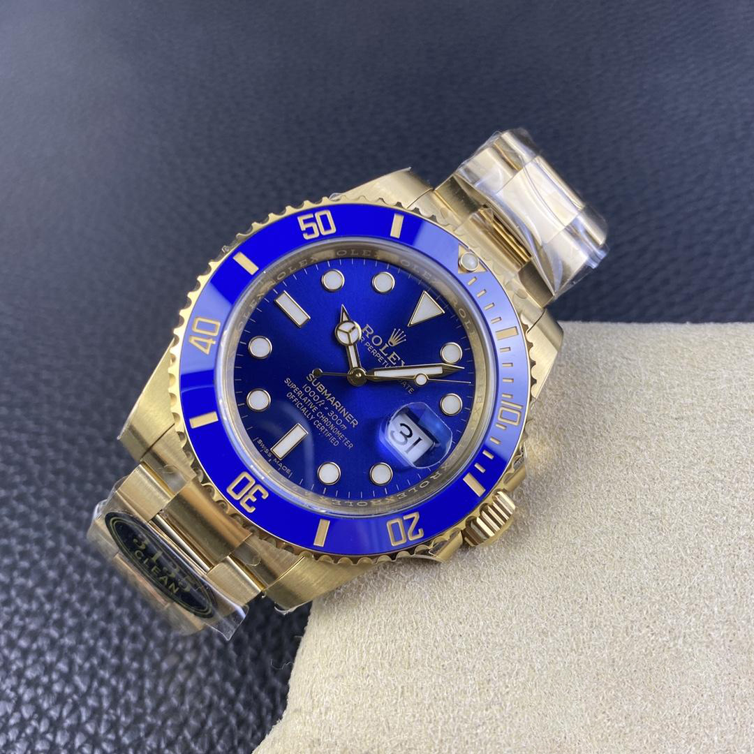 Clean Factory Submariner 116618LB 40mm Blue Dial Ceramic Bezel Full Yellow Gold Plated on Case Oyster Bracelet SH3135 Movement 04