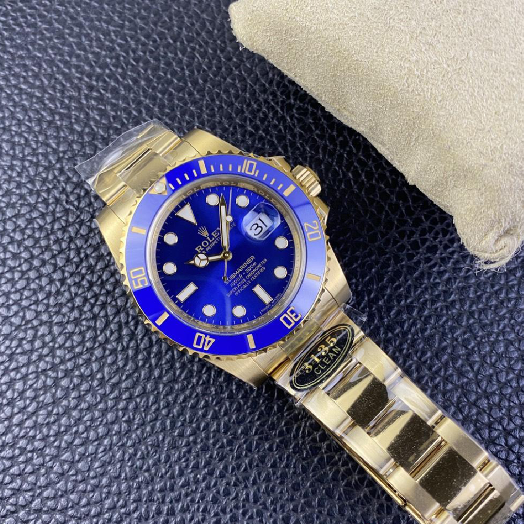 Clean Factory Submariner 116618LB 40mm Blue Dial Ceramic Bezel Full Yellow Gold Plated on Case Oyster Bracelet SH3135 Movement 09