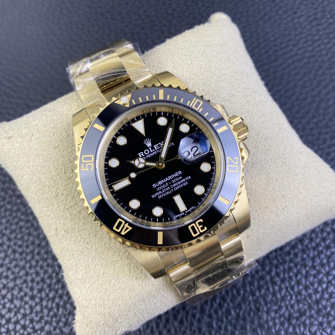 Clean Factory Submariner 116618LN 40mm Black Dial Ceramic Bezel Full Yellow Gold Plated Case Oyster Bracelet SH3135 Movement 02