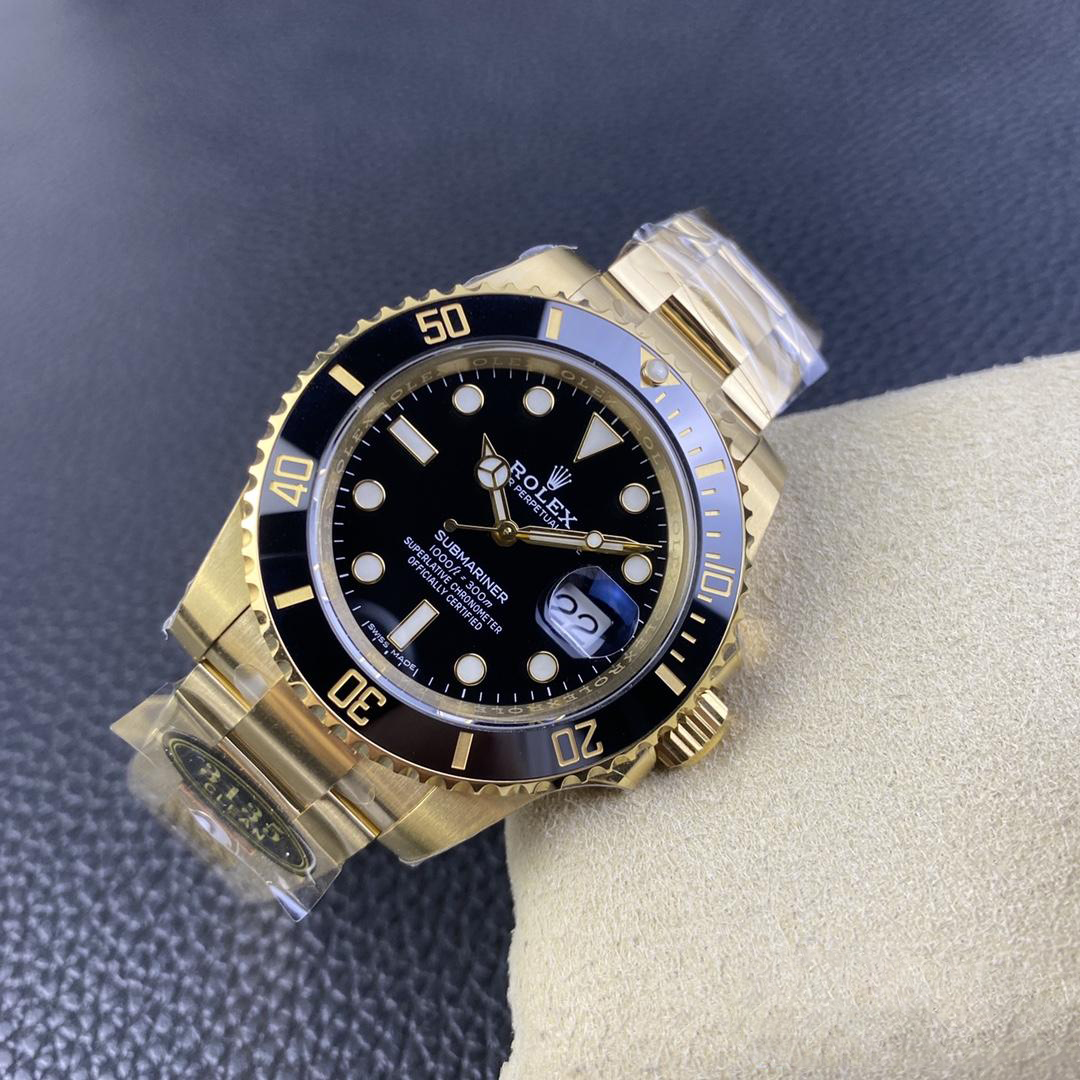 Clean Factory Submariner 116618LN 40mm Black Dial Ceramic Bezel Full Yellow Gold Plated Case Oyster Bracelet SH3135 Movement 05