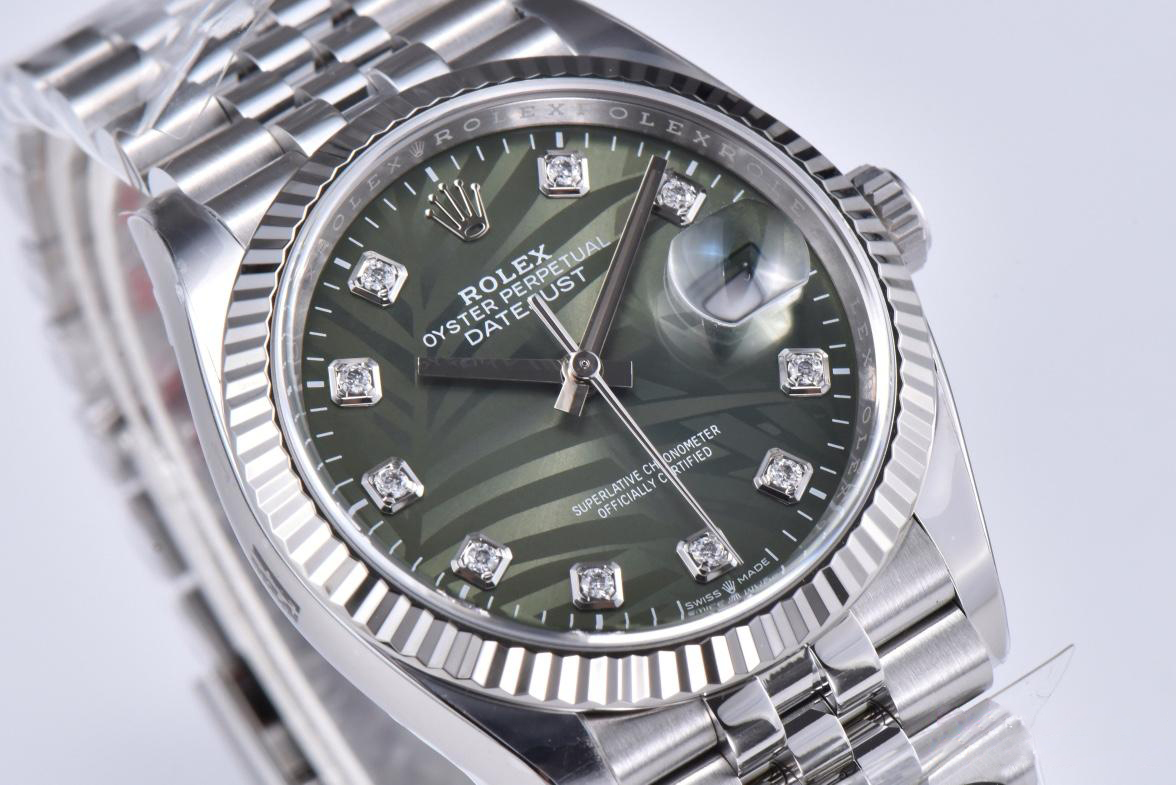 Clean Factory DateJust 36mm 126234 Green Palm motif Dial Diamond Hour Markers 904L Steel Material Jubilee Bracelet SH3235 Caliber 03 Clean Factory DateJust 36mm 126234 Green Palm motif Dial Diamond Hour Markers 904L Steel Material Jubilee Bracelet SH3235 Caliber 03