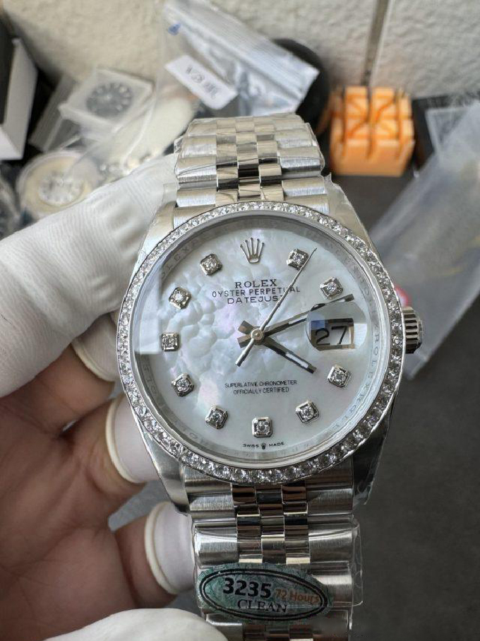 Clean Factory Datejust 36mm M126284RBR 0011 MOP Dial with Diamond Hour Markers Diamonds set Bezel 3235 Movement Jubilee Bracelet 02 Clean Factory Datejust 36mm M126284RBR 0011 MOP Dial with Diamond Hour Markers Diamonds set Bezel 3235 Movement Jubilee Bracelet 02