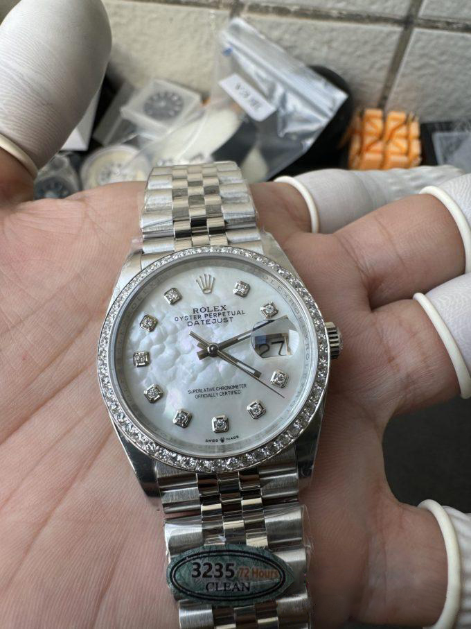 Clean Factory Datejust 36mm M126284RBR 0011 MOP Dial with Diamond Hour Markers Diamonds set Bezel 3235 Movement Jubilee Bracelet 06 Clean Factory Datejust 36mm M126284RBR 0011 MOP Dial with Diamond Hour Markers Diamonds set Bezel 3235 Movement Jubilee Bracelet 06