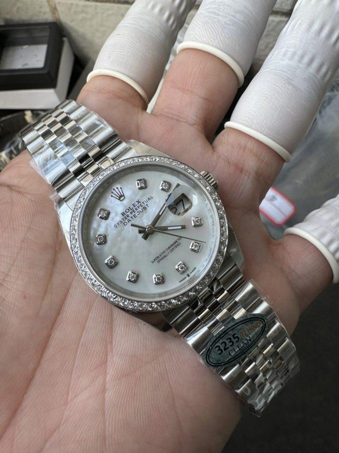 Clean Factory Datejust 36mm M126284RBR 0011 MOP Dial with Diamond Hour Markers Diamonds set Bezel 3235 Movement Jubilee Bracelet 07 Clean Factory Datejust 36mm M126284RBR 0011 MOP Dial with Diamond Hour Markers Diamonds set Bezel 3235 Movement Jubilee Bracelet 07