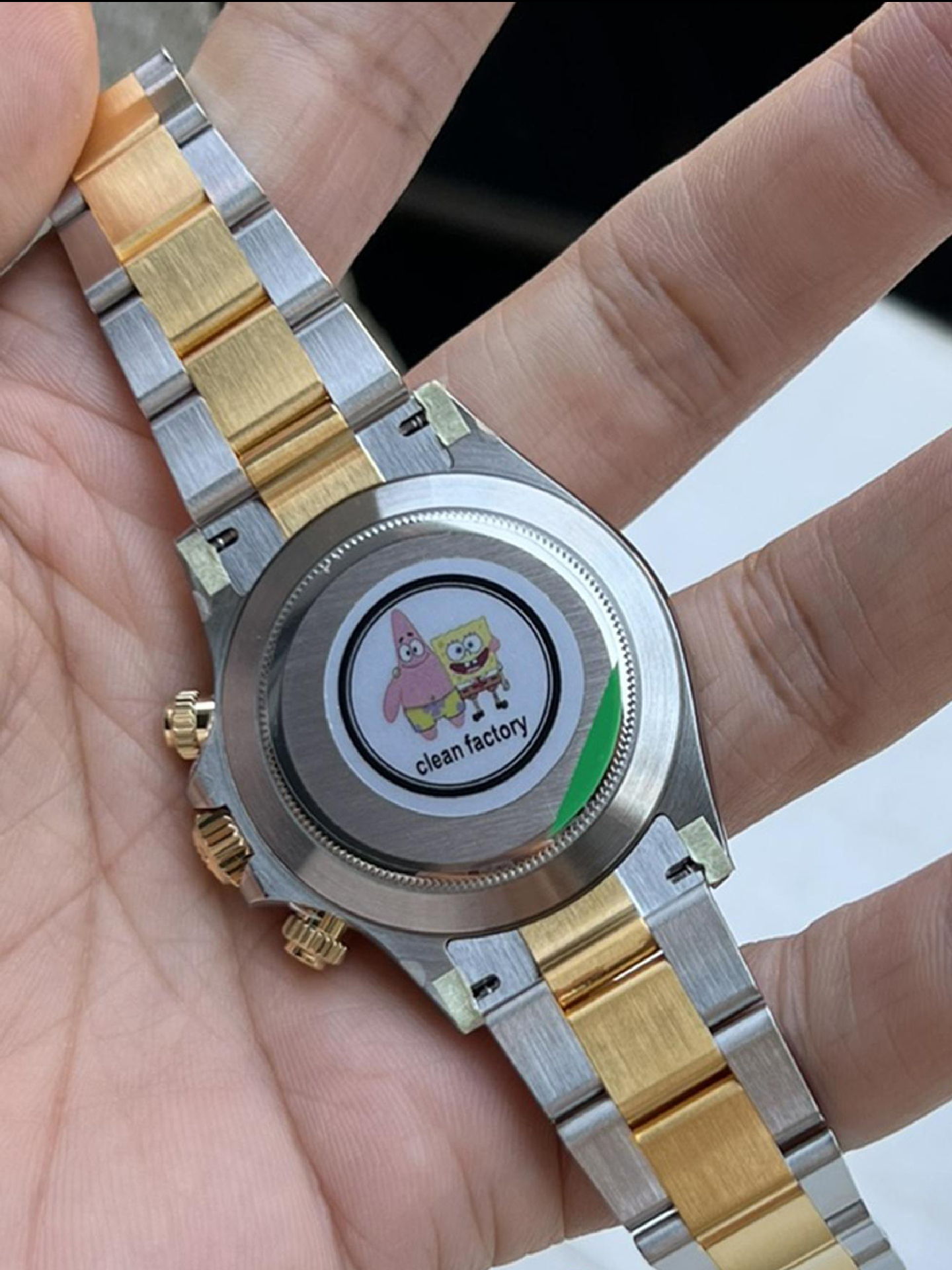 Clean Factory Daytona 116503 Black Mother of Pearl Dial Diamond Hour Markers Yellow Gold Bezel Two Tone Bracelet DD4130 Movement 08 Clean Factory Daytona 116503 Black Mother of Pearl Dial Diamond Hour Markers Yellow Gold Bezel Two Tone Bracelet DD4130 Movement 08