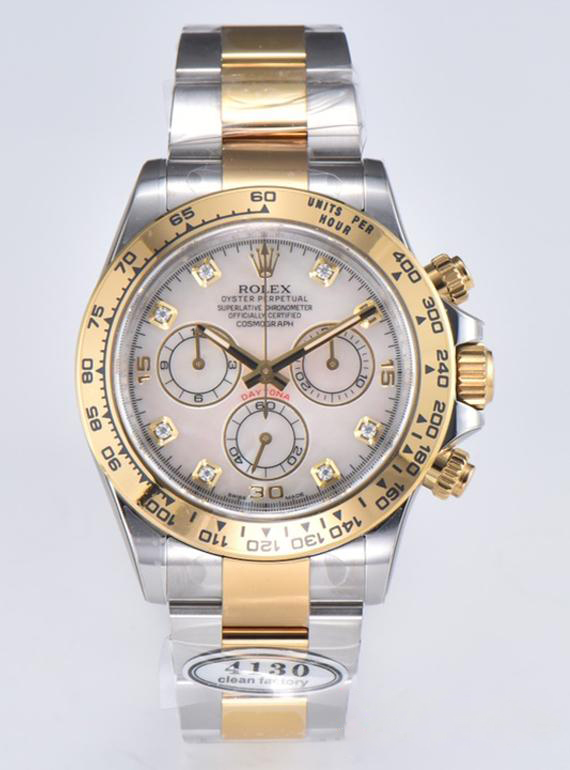 Clean Factory Daytona 116503 White Mother of Pearl Dial Oystersteel and Yellow Gold Material DD4130 Movement 00 Clean Factory Daytona 116503 White Mother of Pearl Dial Oystersteel and Yellow Gold Material DD4130 Movement 00