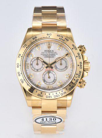 Clean Factory Daytona 116508 White Mother of Pearl Dial Yellow Gold Bezel Yellow Gold Bracelet DD4130 Movement 00