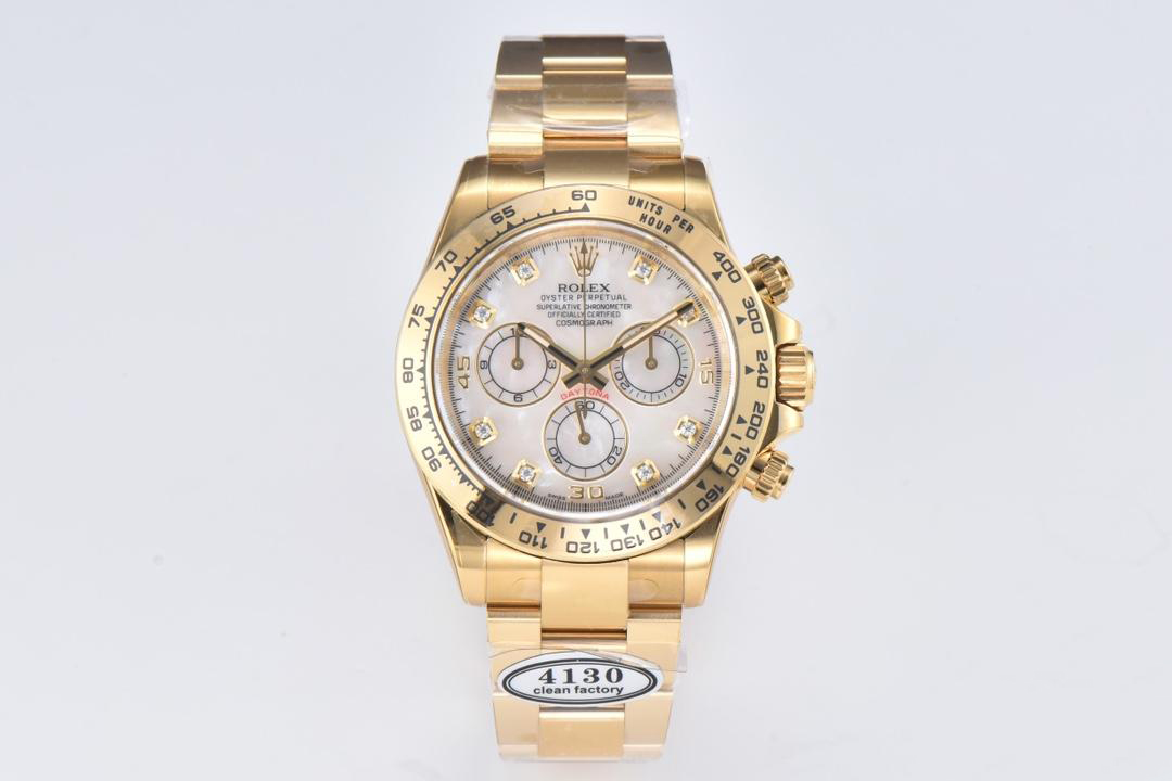 Clean Factory Daytona 116508 White Mother of Pearl Dial Yellow Gold Bezel Yellow Gold Bracelet DD4130 Movement 01 Clean Factory Daytona 116508 White Mother of Pearl Dial Yellow Gold Bezel Yellow Gold Bracelet DD4130 Movement 01