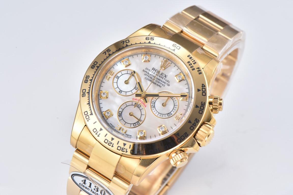 Clean Factory Daytona 116508 White Mother of Pearl Dial Yellow Gold Bezel Yellow Gold Bracelet DD4130 Movement 03 Clean Factory Daytona 116508 White Mother of Pearl Dial Yellow Gold Bezel Yellow Gold Bracelet DD4130 Movement 03