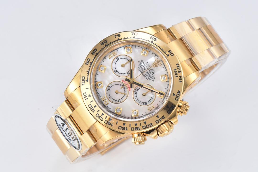 Clean Factory Daytona 116508 White Mother of Pearl Dial Yellow Gold Bezel Yellow Gold Bracelet DD4130 Movement 05 Clean Factory Daytona 116508 White Mother of Pearl Dial Yellow Gold Bezel Yellow Gold Bracelet DD4130 Movement 05