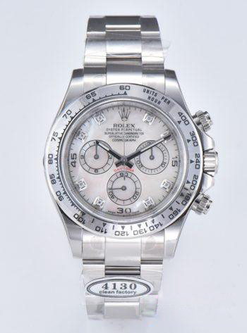 Clean Factory Daytona 116509 White Mother of Pearl Dial Diamond Hour Markers Oystersteel Case Bracelet DD4130 Movement 00