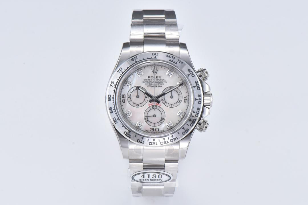 Clean Factory Daytona 116509 White Mother of Pearl Dial Diamond Hour Markers Oystersteel Case Bracelet DD4130 Movement 01 Clean Factory Daytona 116509 White Mother of Pearl Dial Diamond Hour Markers Oystersteel Case Bracelet DD4130 Movement 01