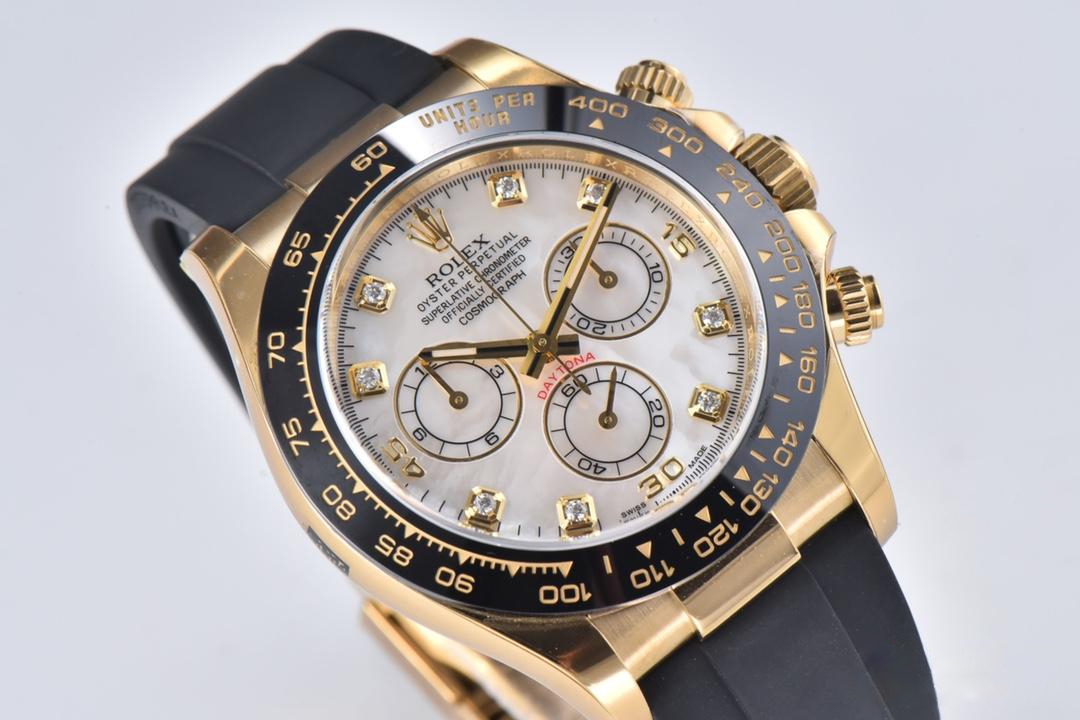 Clean Factory Daytona 116518LN Mother of Pearl Dial with Diamond Hour Markers Yellow Gold Case Oysterflex DD4130 Caliber 03 Clean Factory Daytona 116518LN Mother of Pearl Dial with Diamond Hour Markers Yellow Gold Case Oysterflex DD4130 Caliber 03