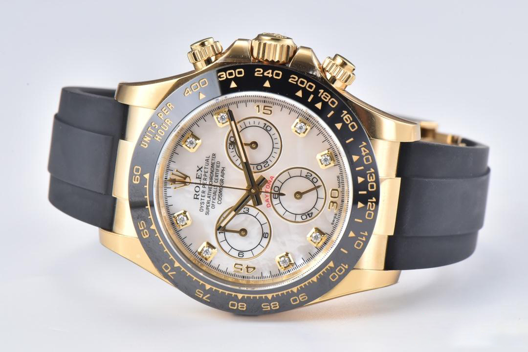 Clean Factory Daytona 116518LN Mother of Pearl Dial with Diamond Hour Markers Yellow Gold Case Oysterflex DD4130 Caliber 05 Clean Factory Daytona 116518LN Mother of Pearl Dial with Diamond Hour Markers Yellow Gold Case Oysterflex DD4130 Caliber 05