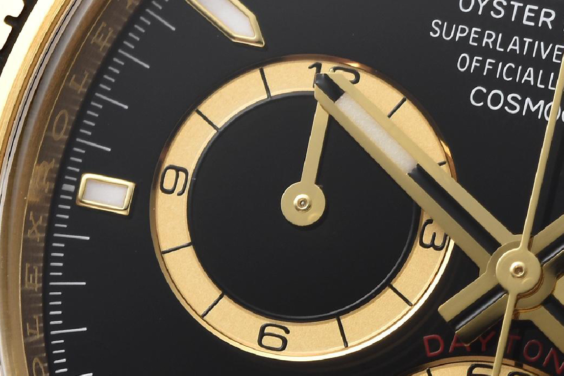 Clean Factory Daytona 126508 Black Dial with Gold Counter Ring Luminous Hour Markers 18K Yellow Gold Plated Band 4131 Movement 06 Clean Factory Daytona 126508 Black Dial with Gold Counter Ring Luminous Hour Markers 18K Yellow Gold Plated Band 4131 Movement 06