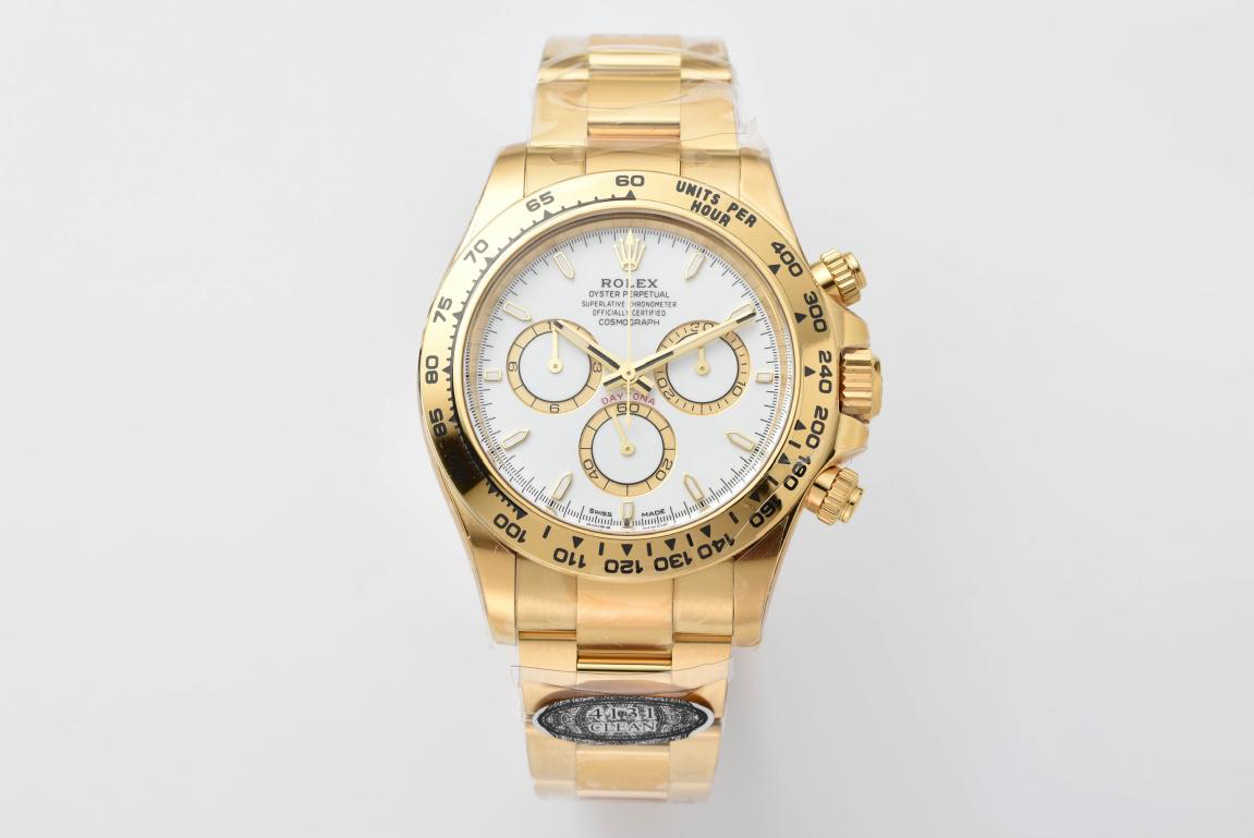 Clean Factory Daytona 126508 White Dial on 18K Yellow Gold Plated Bracelet ShangHai 4131 Movement 01 Clean Factory Daytona 126508 White Dial on 18K Yellow Gold Plated Bracelet ShangHai 4131 Movement 01