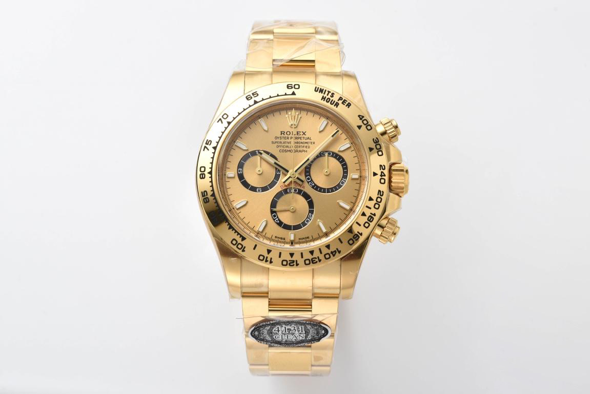 Clean Factory Daytona 126508 Yellow Gold Dial with Black Chrono Counter 18K Yellow Gold Plated Bracelet 4131 Movement 01 Clean Factory Daytona 126508 Yellow Gold Dial with Black Chrono Counter 18K Yellow Gold Plated Bracelet 4131 Movement 01
