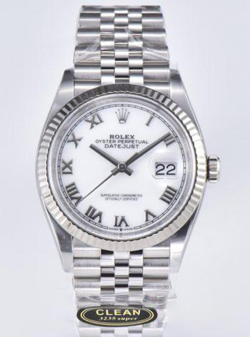Clean Factory Rolex Datejust 36 White Dial with Roma Hour Markers ShangHai 3235 Movement Jubilee Bracelet 00