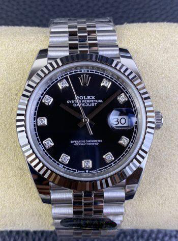 Clean Factory Rolex Datejust M126334 0012 Black Dial Diamond Hour Markers 904L Steel Case Oyster Bracelet ShangHai 3235 Movement 00