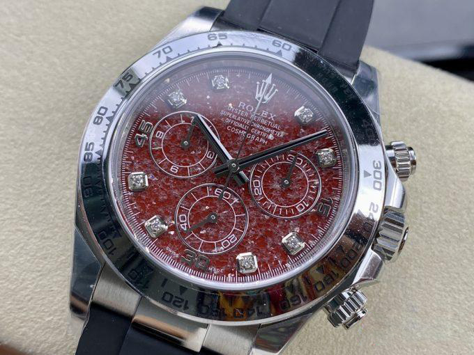 Clean Factory Rolex Daytona 116509 Red Grossular Rubellite Dial Diamonds Index DD4130 Movement Oysterflex Strap 03 Clean Factory Rolex Daytona 116509 Red Grossular Rubellite Dial Diamonds Index DD4130 Movement Oysterflex Strap 03
