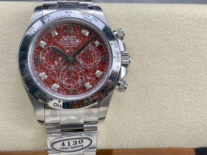 Clean Factory Rolex Daytona 116509 Red Grossular Rubellite Dial Diamonds Index DanDong 4130 SuperClone Movement 01 Clean Factory Rolex Daytona 116509 Red Grossular Rubellite Dial Diamonds Index DanDong 4130 SuperClone Movement 01