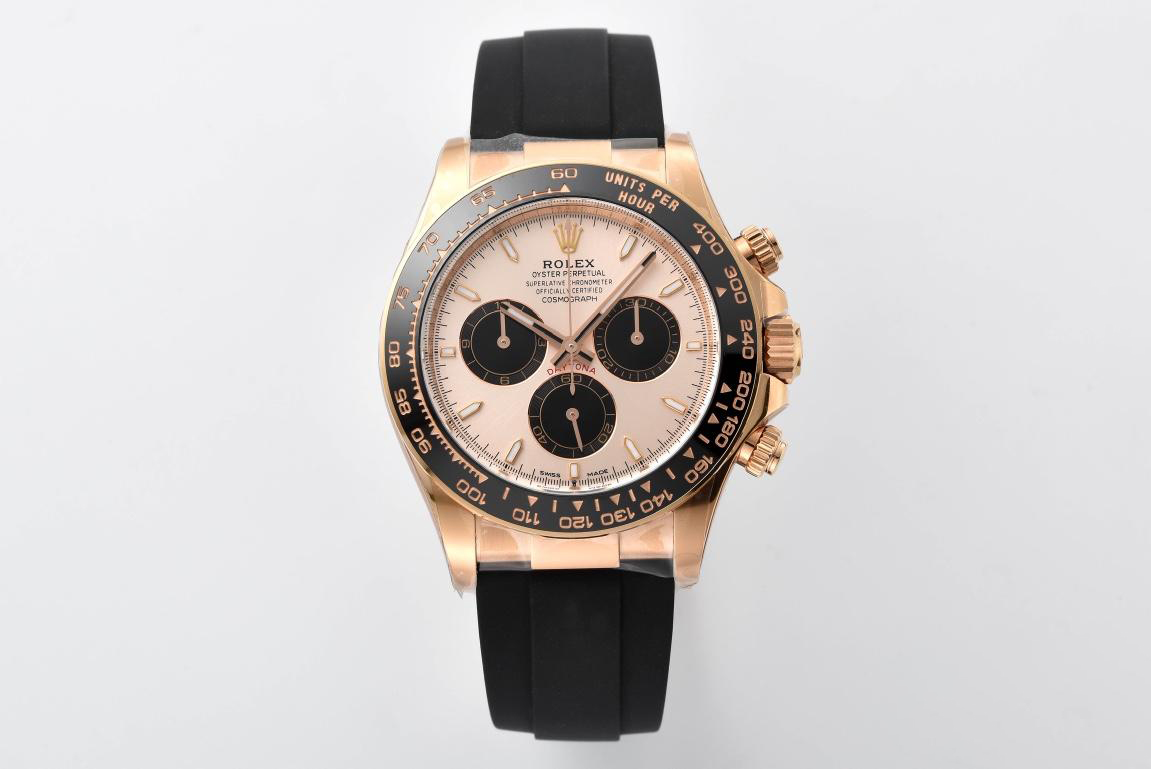 Clean Factory Rolex Daytona M26515LN 0006 Rose Gold Case Sundust and Black Dial Black Ceramic Scale Bezel Oysterflex Strap 4131 Movement 01 Clean Factory Rolex Daytona M26515LN 0006 Rose Gold Case Sundust and Black Dial Black Ceramic Scale Bezel Oysterflex Strap 4131 Movement 01