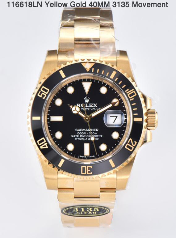 Clean Factory Submariner 116618LN 40mm Black Dial Ceramic Bezel Full Yellow Gold Case 00 Clean Factory Submariner 116618LN 40mm Black Dial Ceramic Bezel Full Yellow Gold Case 00