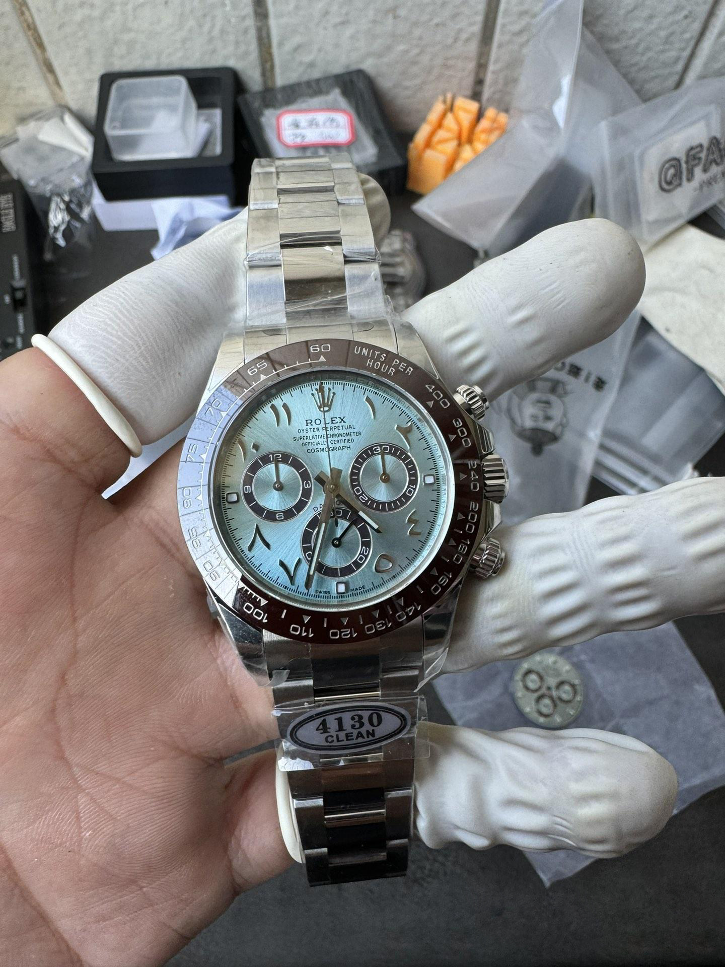 Clean Factory Watch Daytona 116506 Ice Blue Dial Arabic Hour Markers 904L Steel Case Bracelet DD4130 Movement 01 Clean Factory Watch Daytona 116506 Ice Blue Dial Arabic Hour Markers 904L Steel Case Bracelet DD4130 Movement 01