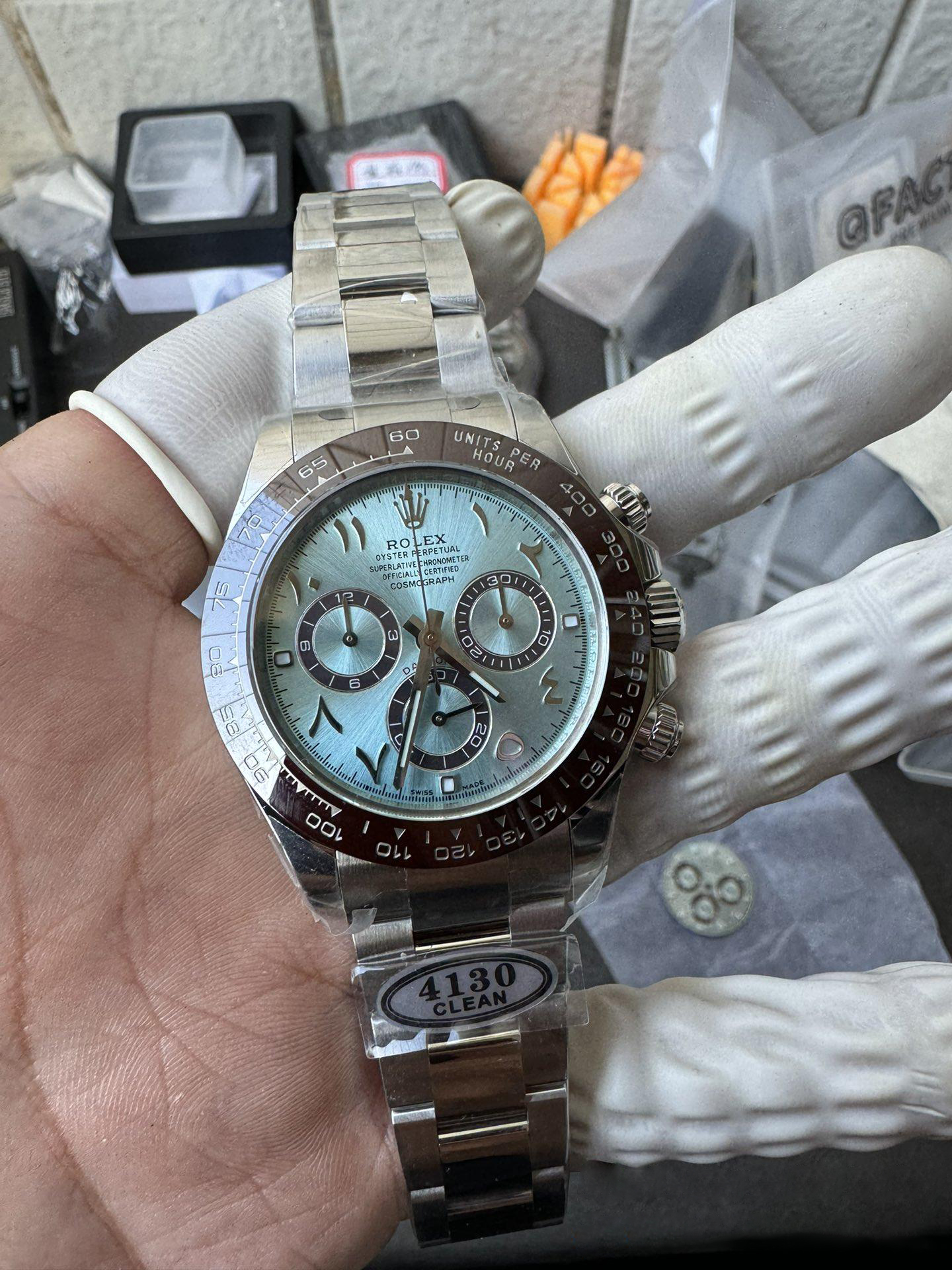 Clean Factory Watch Daytona 116506 Ice Blue Dial Arabic Hour Markers 904L Steel Case Bracelet DD4130 Movement 03 Clean Factory Watch Daytona 116506 Ice Blue Dial Arabic Hour Markers 904L Steel Case Bracelet DD4130 Movement 03
