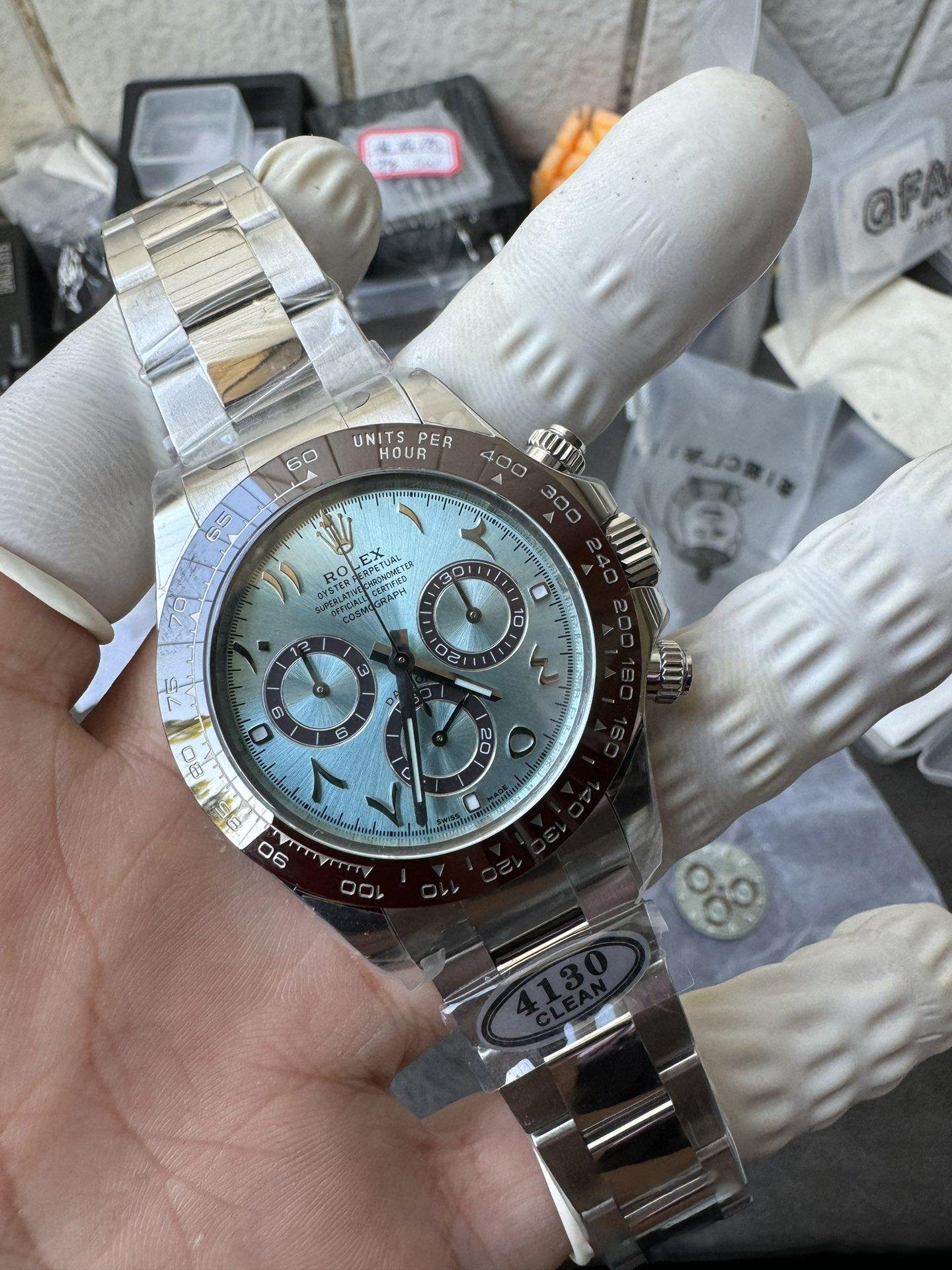 Clean Factory Watch Daytona 116506 Ice Blue Dial Arabic Hour Markers 904L Steel Case Bracelet DD4130 Movement 04 Clean Factory Watch Daytona 116506 Ice Blue Dial Arabic Hour Markers 904L Steel Case Bracelet DD4130 Movement 04